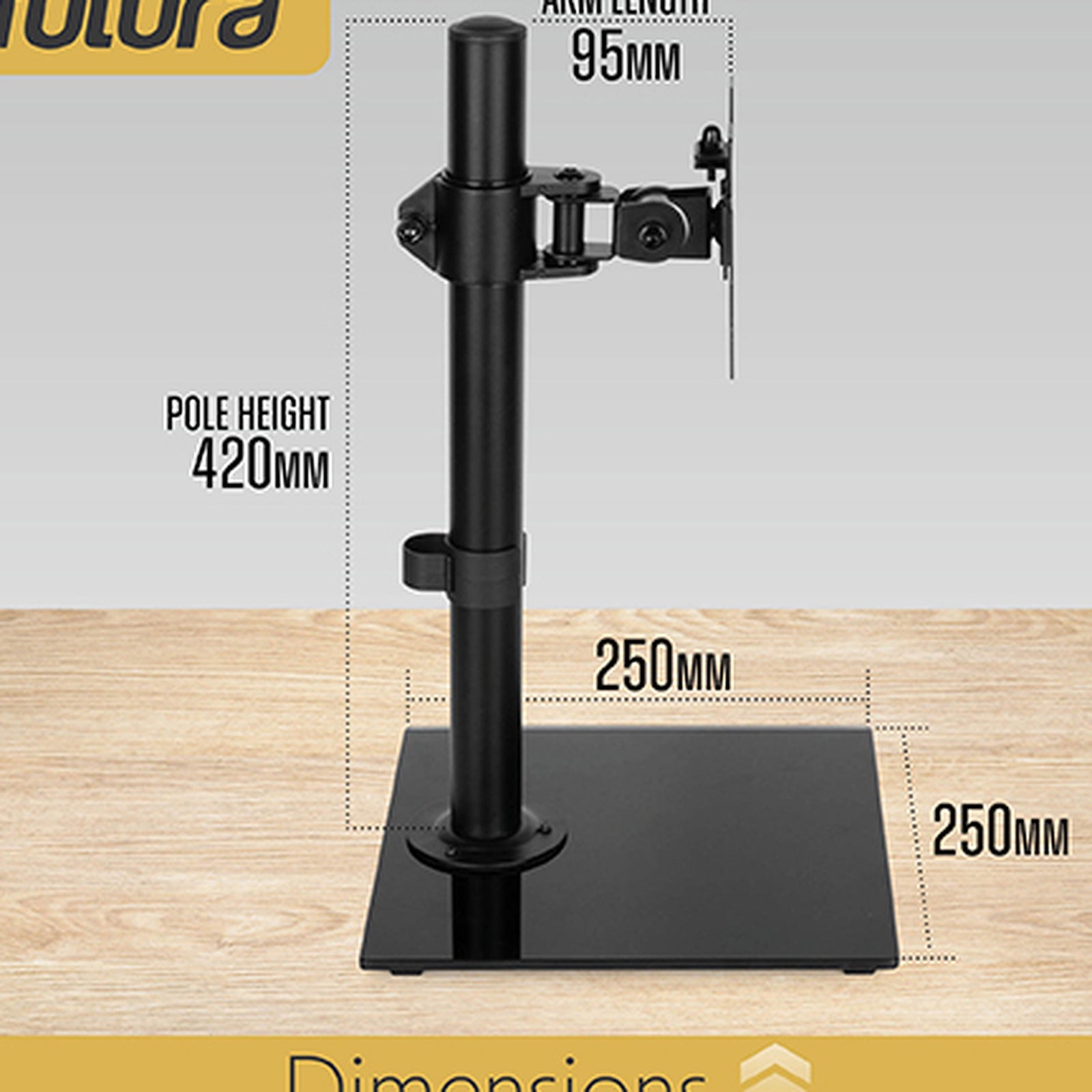 Futura Futura Single Monitor Stand 13 To 32 Inch Height Adjustable Freestanding Base Supports 8kg