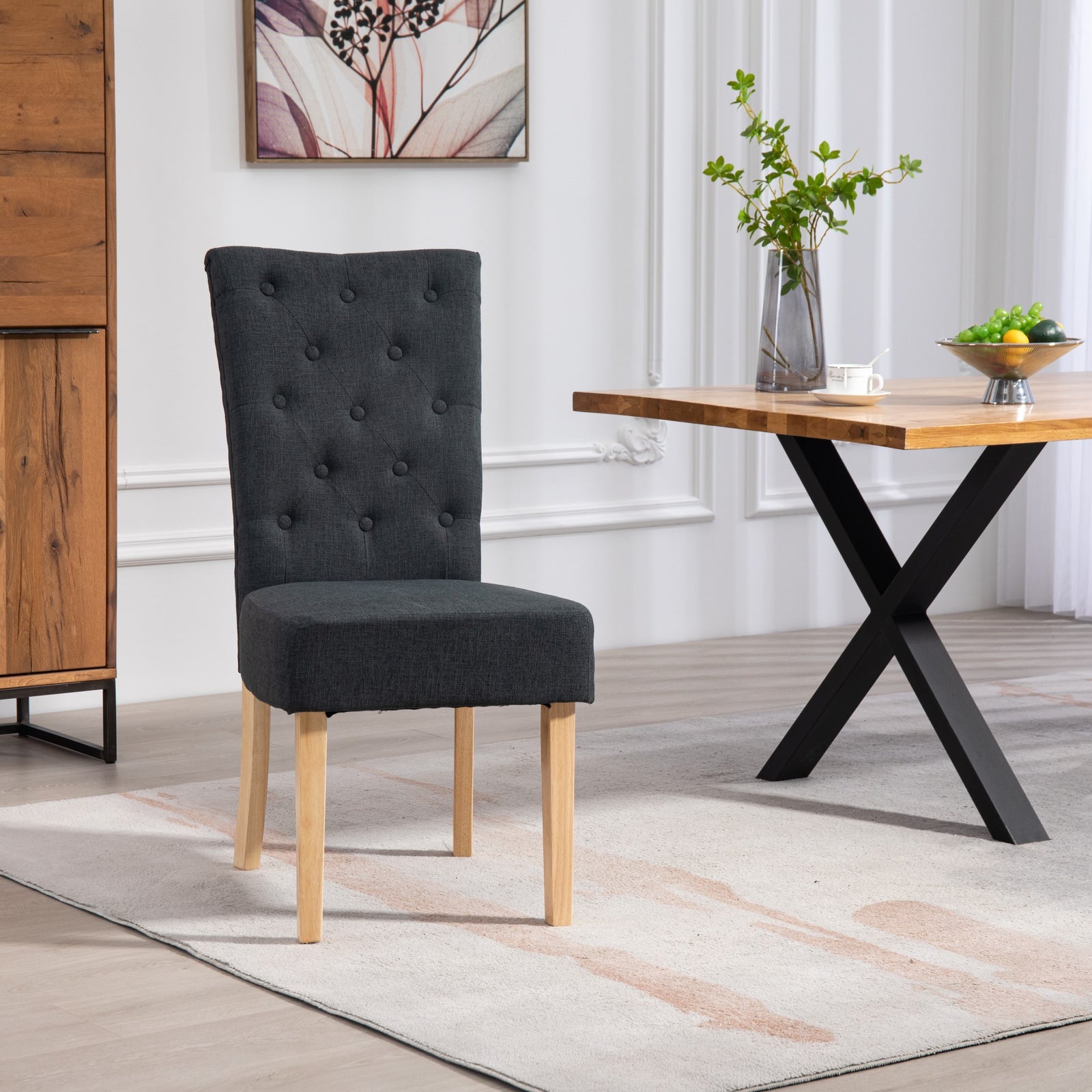 Set Of 2 Pienza Fabric Dining Chairs | Black