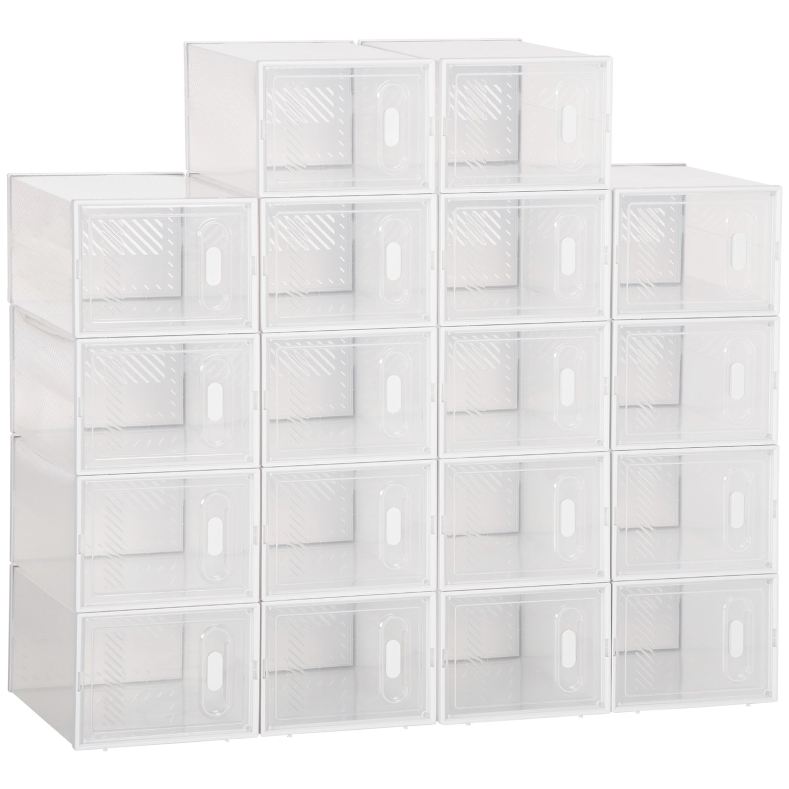 18pcs Stackable Plastic Shoe Storage Box Uk/eu Size 8.5/12 | Medium | White
