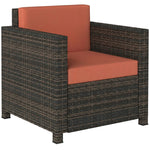 Rattan Garden Armchair, Cushioned Single Rattan Chair | Orange