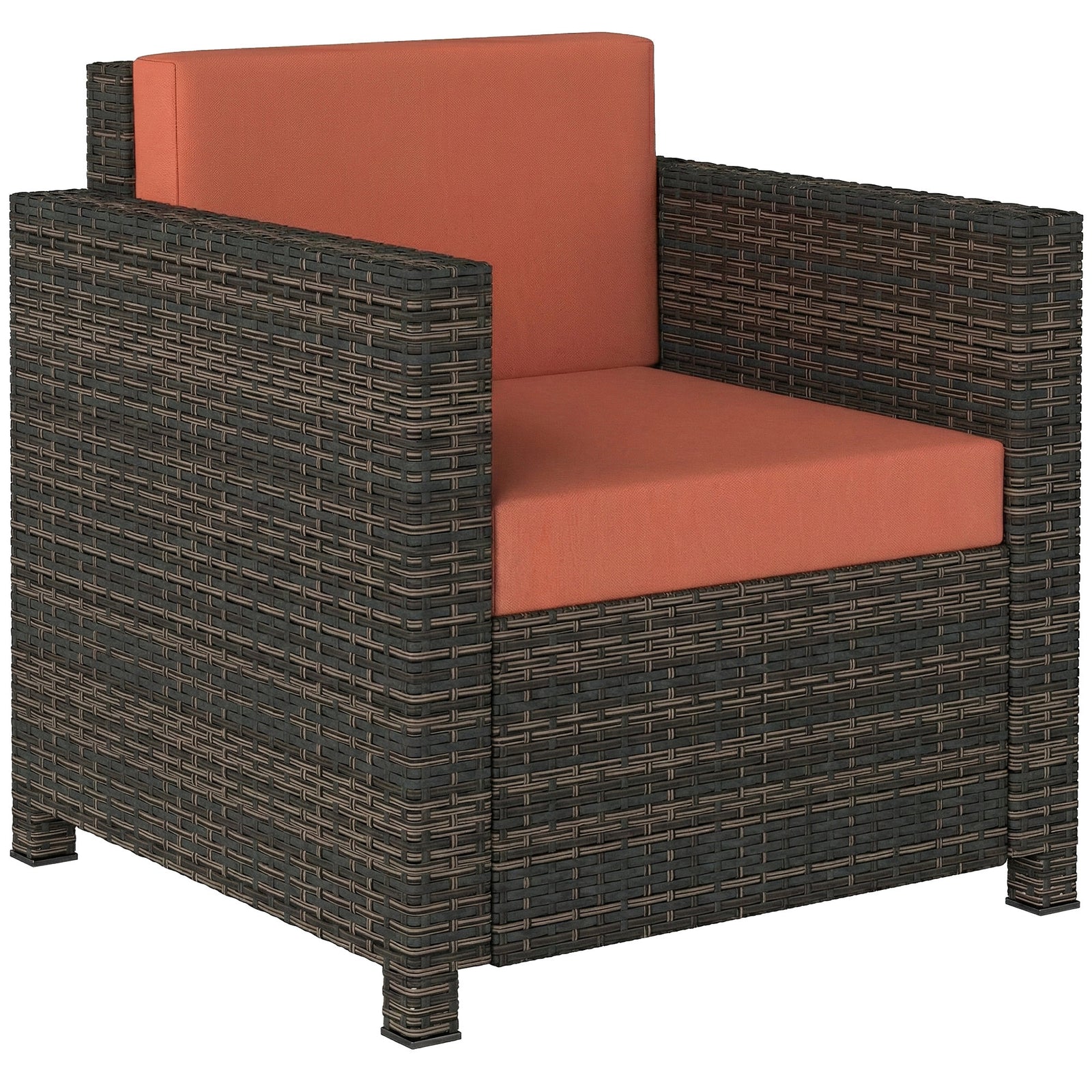 Rattan Garden Armchair, Cushioned Single Rattan Chair | Orange