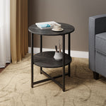 Small Round Coffee Table With 2 Tier | Black