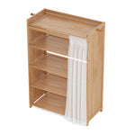 Bamboo Shoe Cabinet With Curtain 5/6-layer Entryway Shoe Rack Storage Organizer | Small