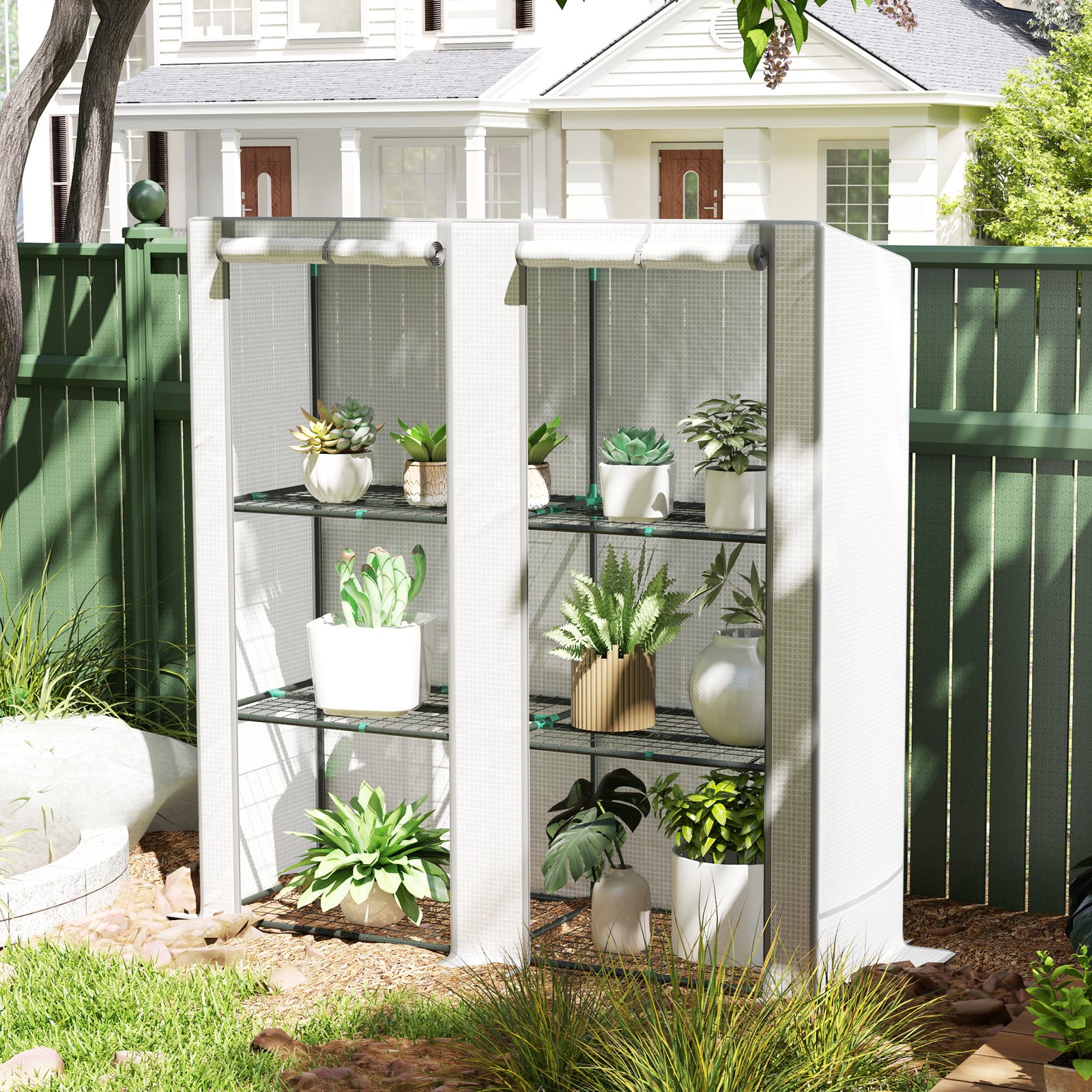 3 Tier Lean-to Mini Greenhouse W/  Hemmed Edging | Gray