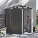 Outdoor Metal Storage Shed With Sliding Door Sloped Roof | Grey