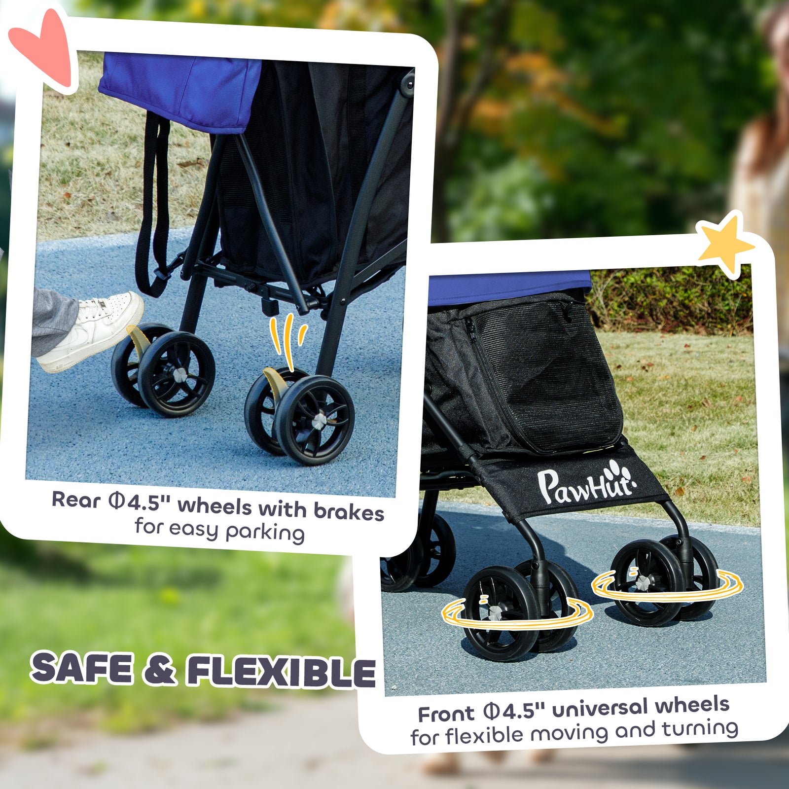Lightweight Foldable Dog Stroller For Mini Dogs | Blue