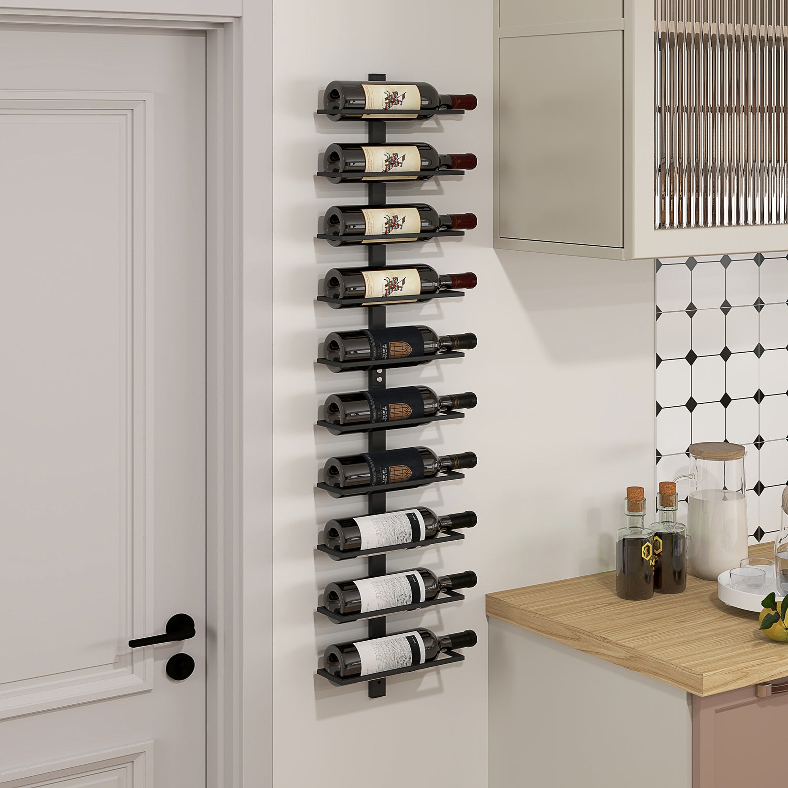 Wall Mount Wine Rack, Wall Wine Rack For 10 Wine Bottles