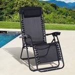 Metal Frame Zero Gravity Lounger W/ Head Pillow For Patio | Black