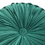Round Pumpkin Velvet Cushion Soft Pleated Accent Pillow | Large | Green