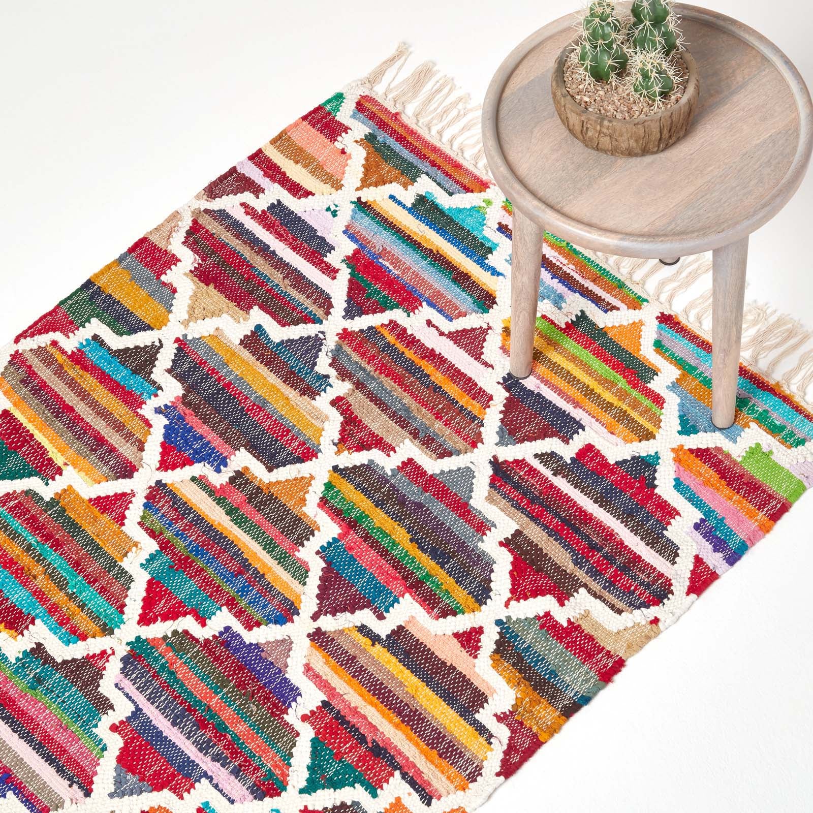 Amsterdam Handwoven Cotton Chindi Kilim Rug | 150cm x 95cm | Multi Colour