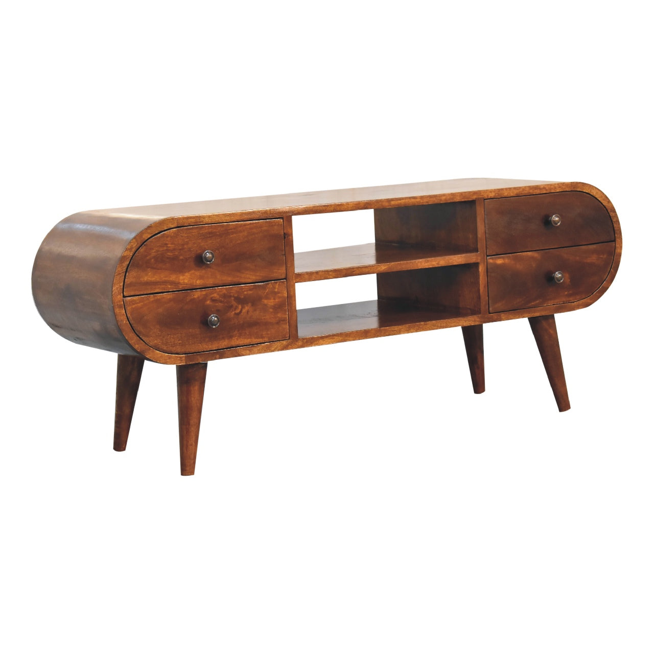 Solid Wood Chestnut Circular Media Unit
