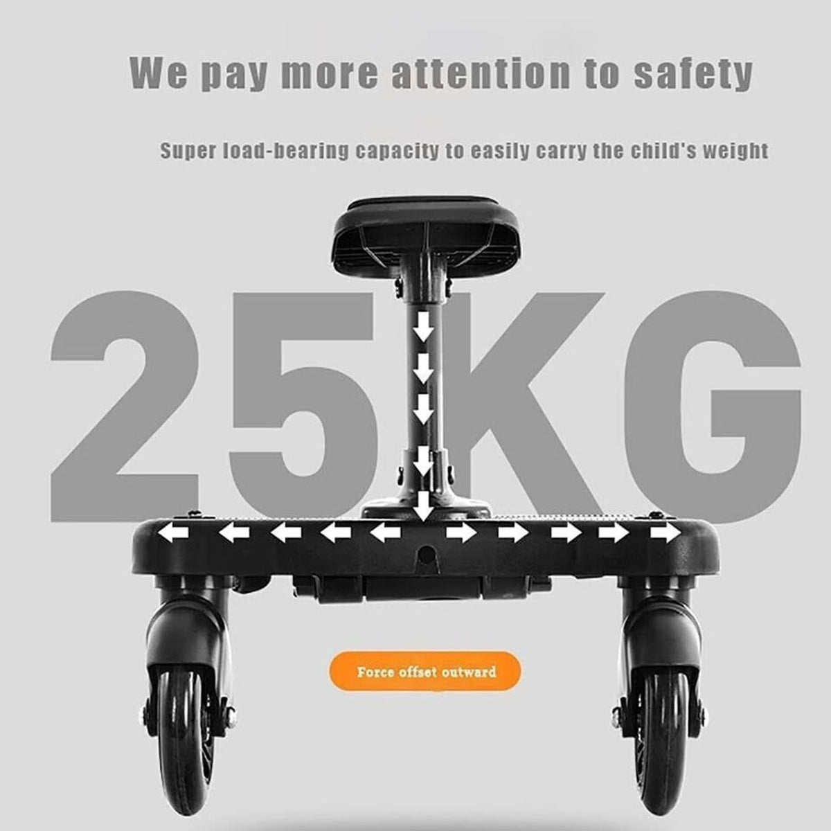Niversal Stroller Board With Seat – 2-in-1 Buggy Pram Attachment, Black