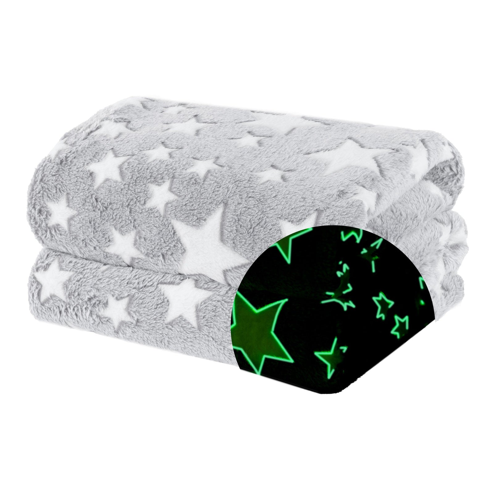 Wicked Gizmos Grey Glow In The Dark Blanket Plush Star Print Machine Washable