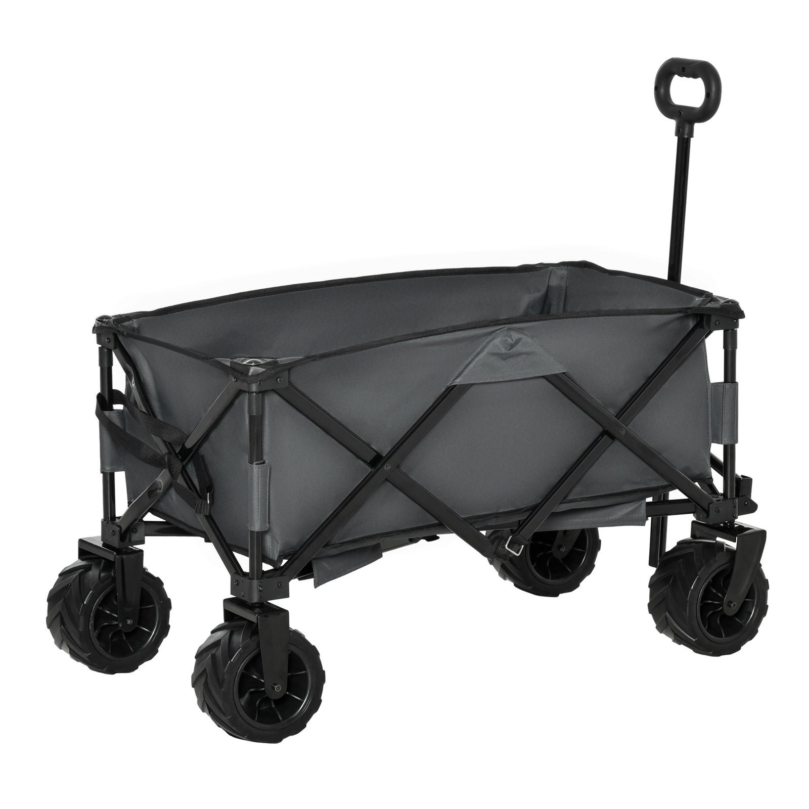 Outdoor Pull Along Folding Garden Trolley For Beach Camping | Dark Gray