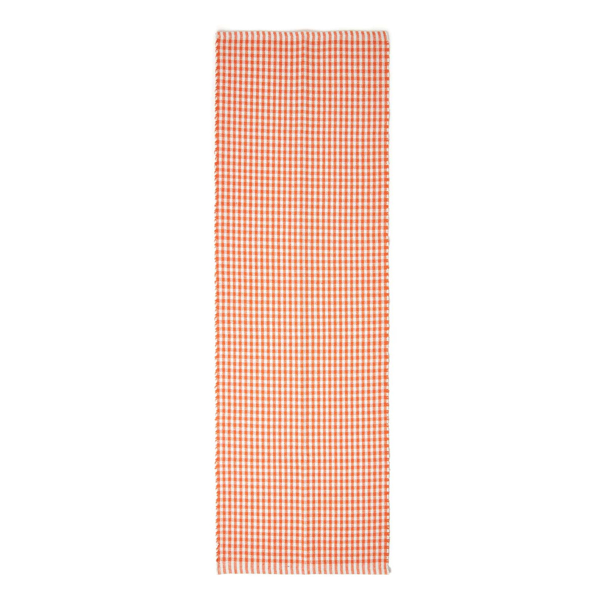 Cotton Gingham Check Rug Hand Woven | 200cm | Orange