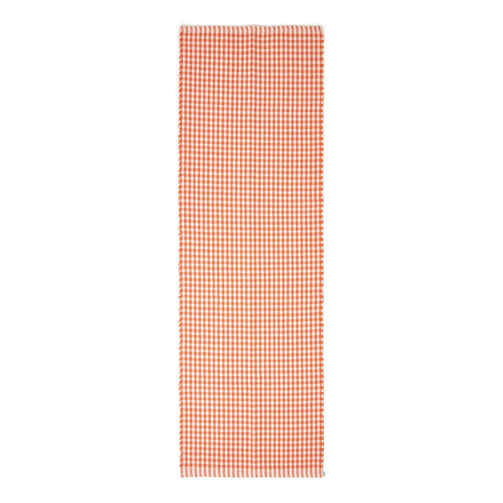 Cotton Gingham Check Rug Hand Woven | 200cm | Orange