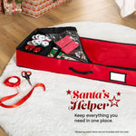 Fabric Wrapping Paper Storage Bag Red With Handles And Pockets