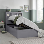 Oscar Wooden Bookcase Ottoman Storage Bed | Single | Grey
