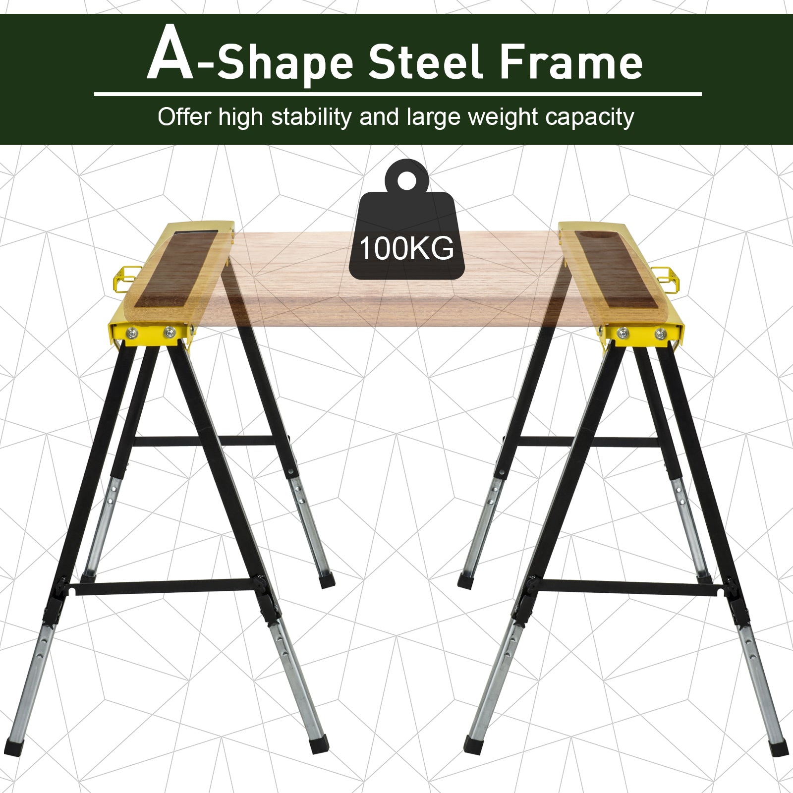 Foldable Saw Horse, Steel Frame, Anti Slip