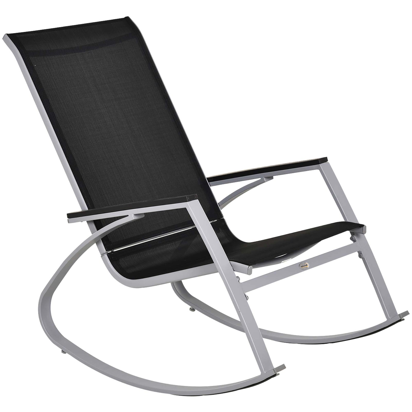 Metal Rocking Chair Lounger, High Back, Black