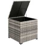 253l Garden Storage Box, Rattan Deck Box With Liner | Grey