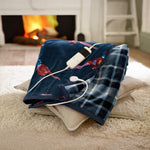 Pheasant Heated Throw Blanket – 140x180cm Soft Check Design With 10 Heat Settings | 140cm x 180cm | Navy Blue