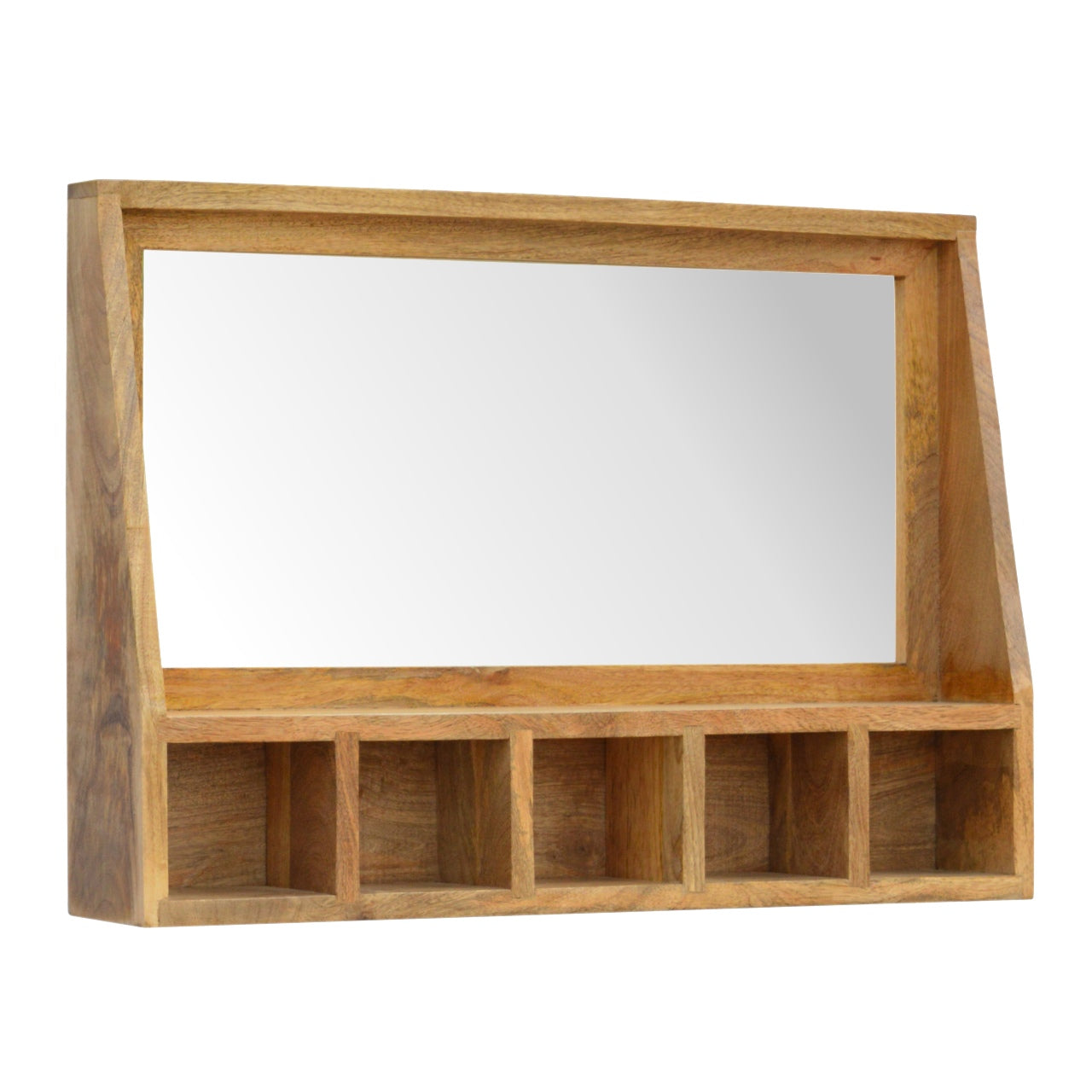 Solid Wood 5 Slot Floating Unit With Mirror