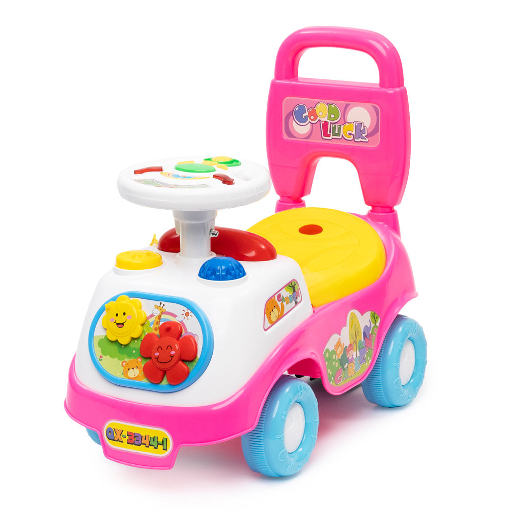 Baby Ride On Push Along Car With Steering Wheel And Horn | Pink