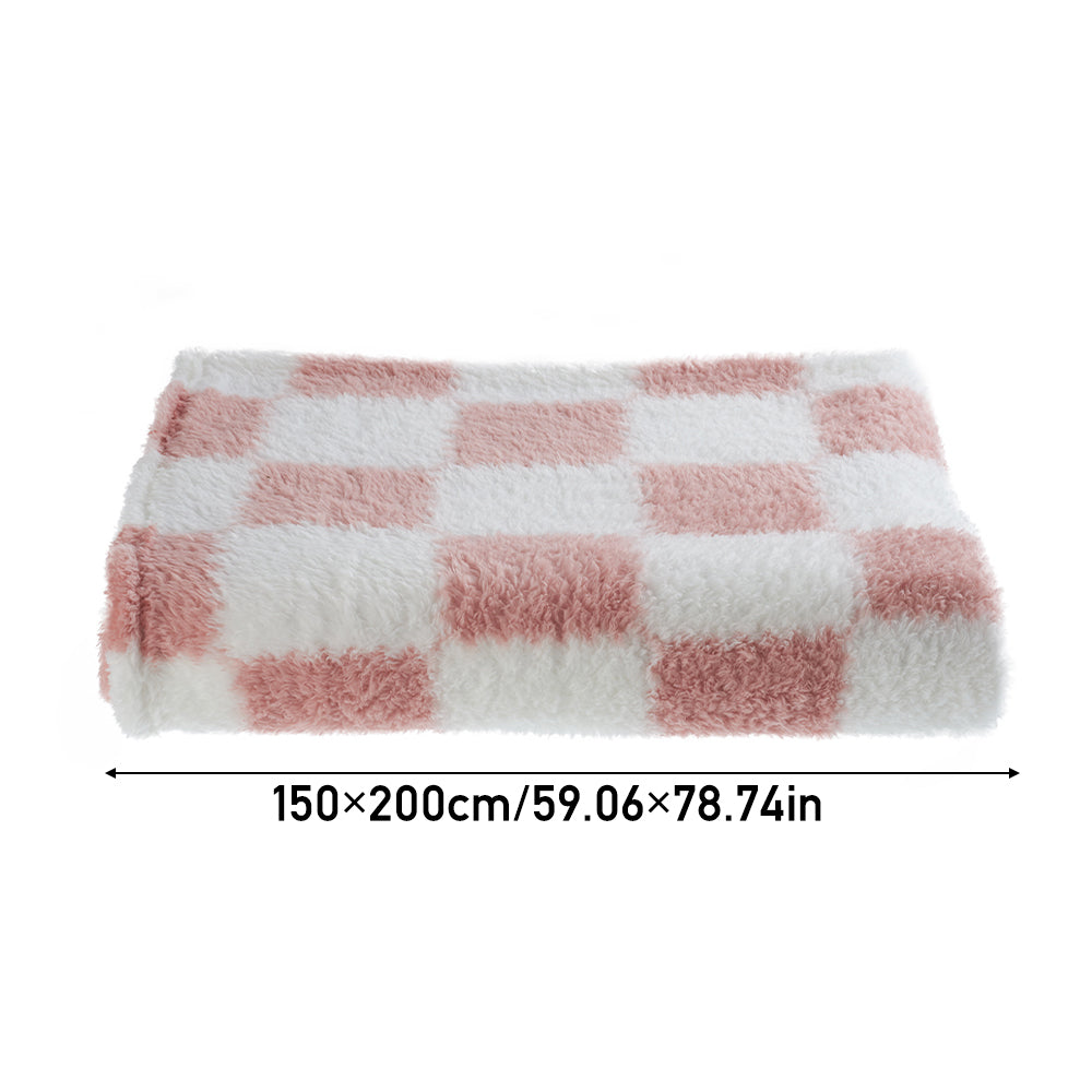 Pink And White Checkered Super Soft Cozy Throw Blanket – Plush Lightweight Throw With Multiple Size Options | Large