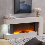 52-inch Electric Fireplace Suite, Black Fire With White Surround & Left Night Light, Remote Control