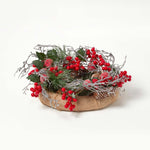 HOMESCAPES Artificial Christmas Wreath With Berries, Apples And Silver Decoration