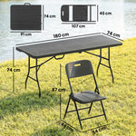 Outsunny 5 Piece 6ft Foldable Table And Chairs, Portable Picnic Table Set