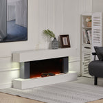 52-inch Electric Fireplace Suite, Black Fire With White Led Surround, Remote Control & Dual Side Nightlights