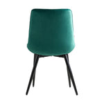 Set Of 2/4 Velvet Dining Chairs With Quilted Design, Wooden Frame, And Metal Legs | Set of 4 | Green