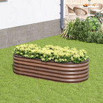 Brown Wood Grain Raised Garden Bed Oval-shaped Galvanised Steel Raised Garden Bed | Small