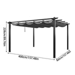 4m X 4m Outdoor Aluminium Pergola With Retractable Roof, Pu-coated Water-resistant Canopy,black Frame Patio Shelter For Garden, Backyard | Grey