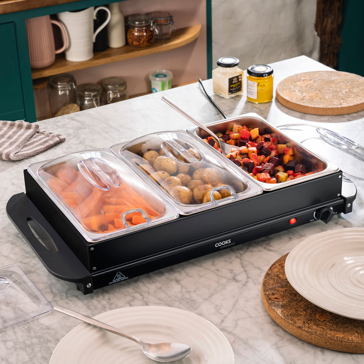 Cooks Professional 3 Section Buffet Warmer 4.5l