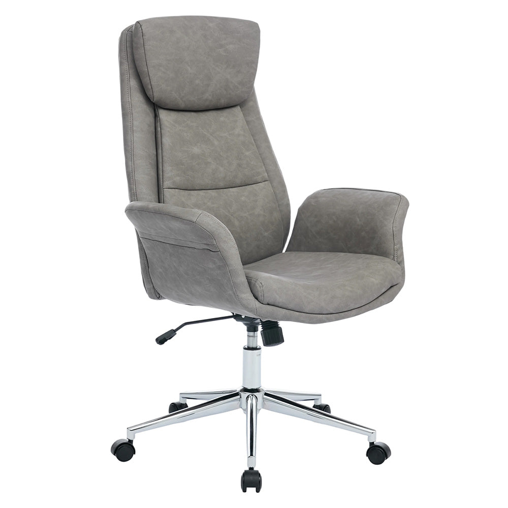 Adjustable High Back Pu Office Chair With Armrests | Grey