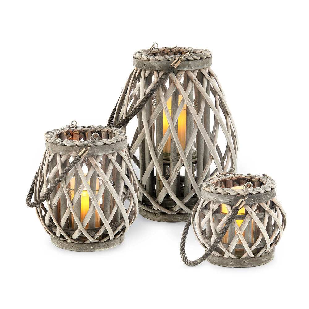 Willow Lanterns Set Of 3 - Grey