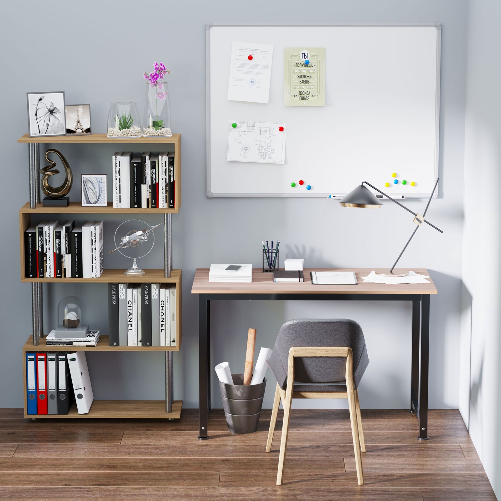 Computer Desk Dining Table Writing Table With Metal Frame | Black