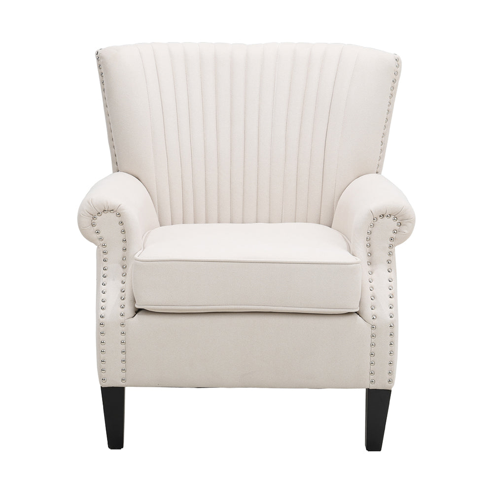 Channel Deep Cushioned Armchair With Nailhead Trim