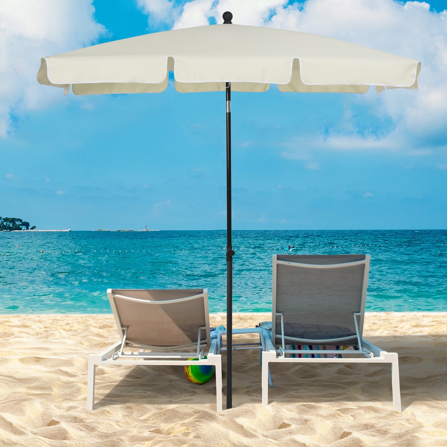 Aluminium Sun Umbrella 2x1.3m Parasol | Cream