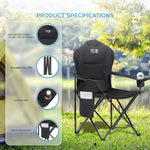 Premium Camping Chair - Thick Padded Folding Chair For Adults With Magazine Pocket, Cup Holder & Carry Bag - Lightweight 3kg - Heavy Duty Foldable Picnic Chair | Single | Jet Black
