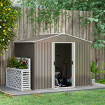 8 X 6ft Garden Storage Shed With Double Sliding Door Outdoor | Light Slate Gray