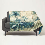 Palm Sepia Throw 130 X 170 Cm Tropical Blanket | 130cm x 170cm | Blue