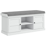 Shoe Storage Bench With Cushion 2 Cabinets For Entryway
