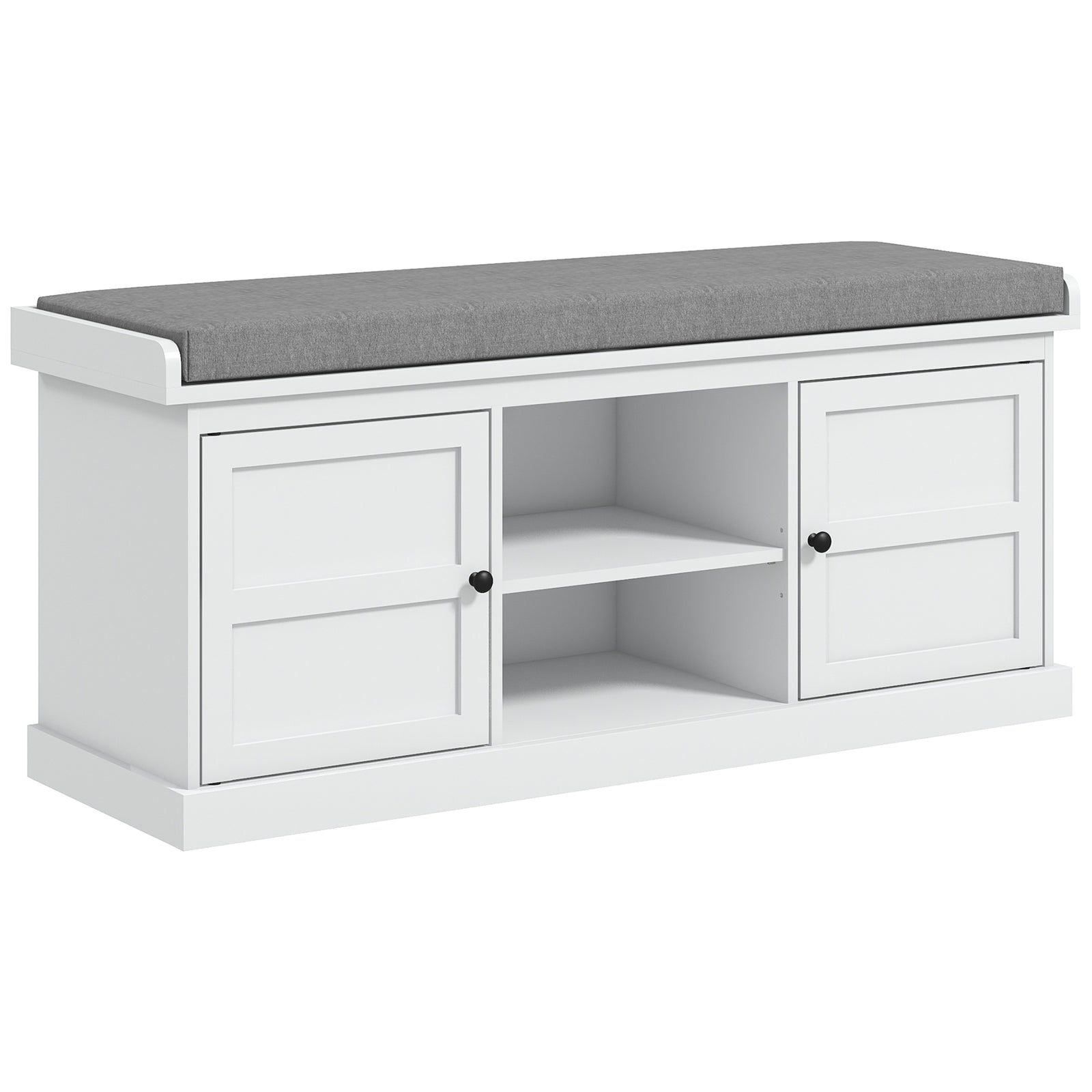 Shoe Storage Bench With Cushion 2 Cabinets For Entryway