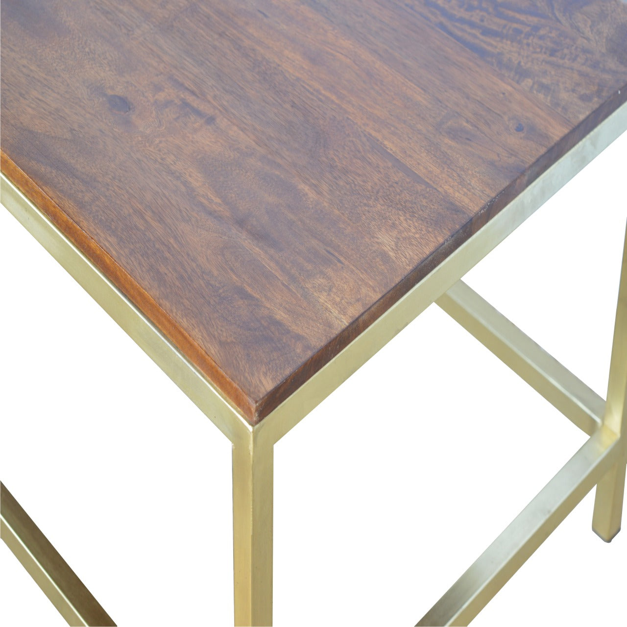 Solid Wood Rectangle Gold Coffee Table