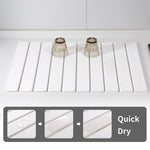 Stone Dish Drying Mat 60cm – Foldable Non-slip Diatomite Kitchen Drainer 40x30cm | White