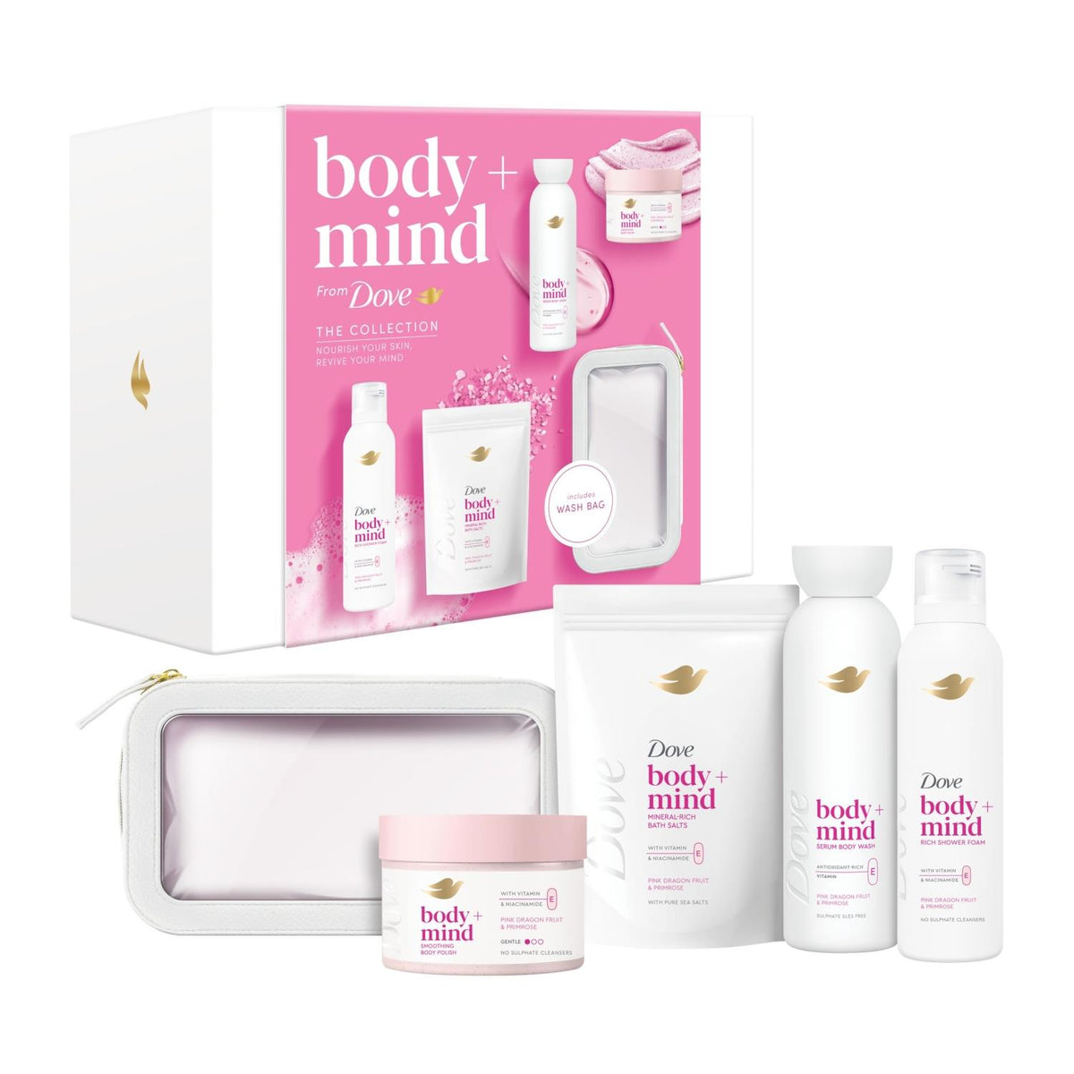 DOVE Body And Mind Collection Gift Set For Her With Bath Salts, 4pc